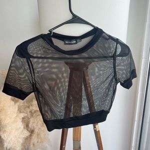 Black Mesh Crop Top